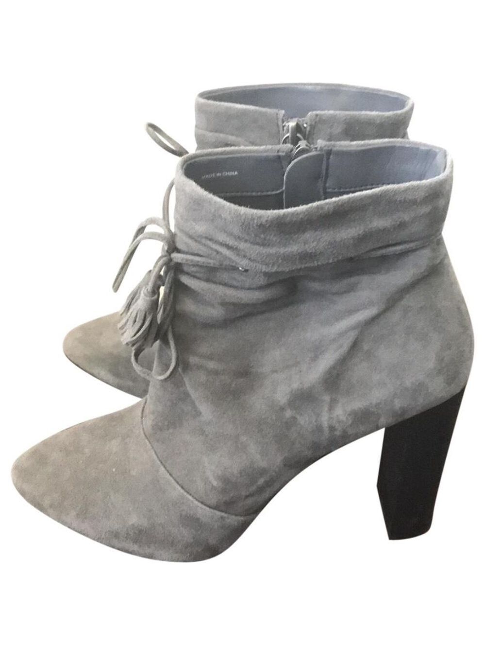 White House Black Market Low Cute Boots Grey Suede EUC - Picture 1 of 7